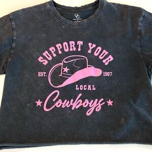OG Brand Local Cowboys Oversized Graphic T-Shirt - Black and Pink Size Small